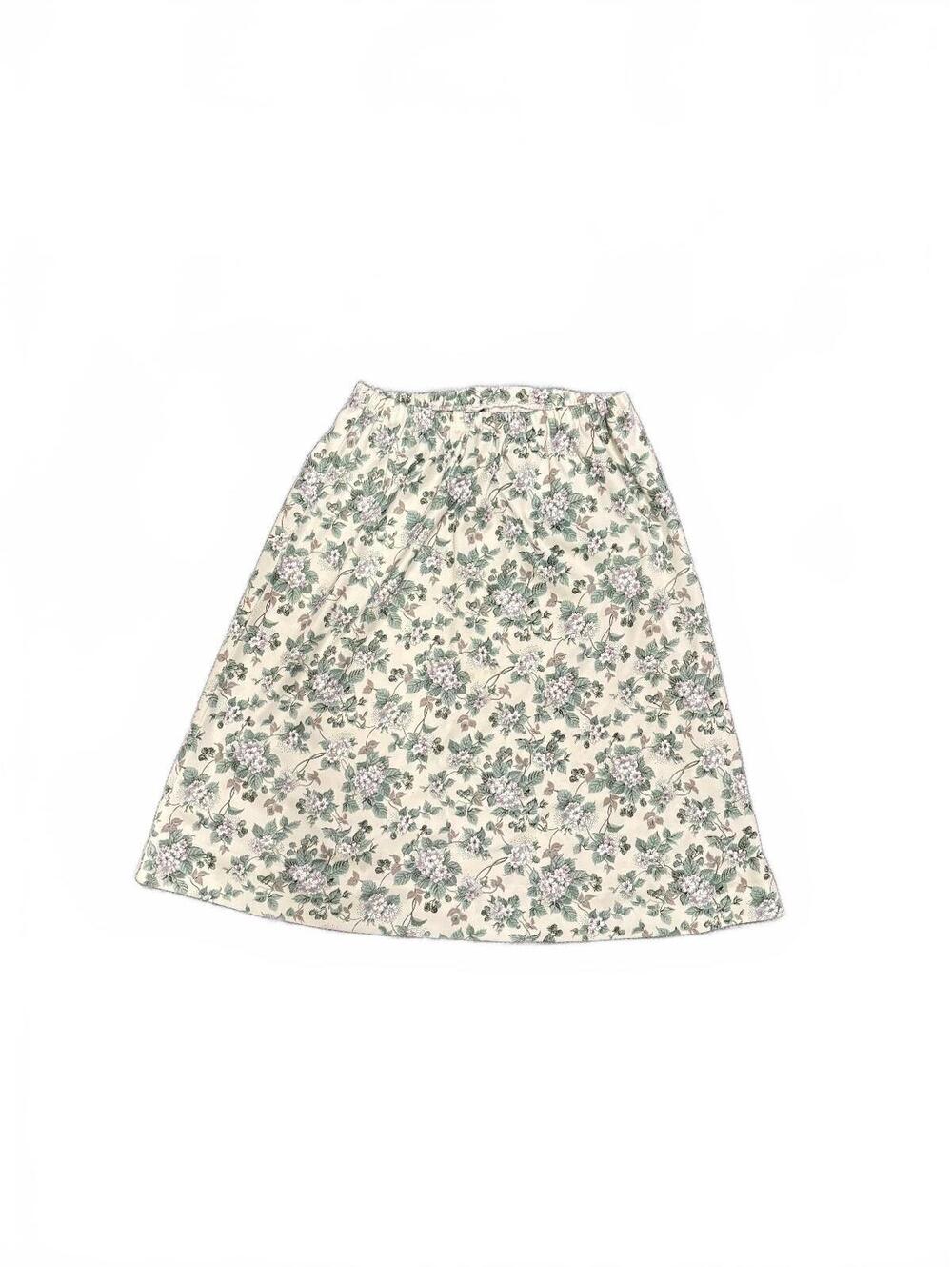 Vintage Floral Midi Skirt with Elastic Waistband